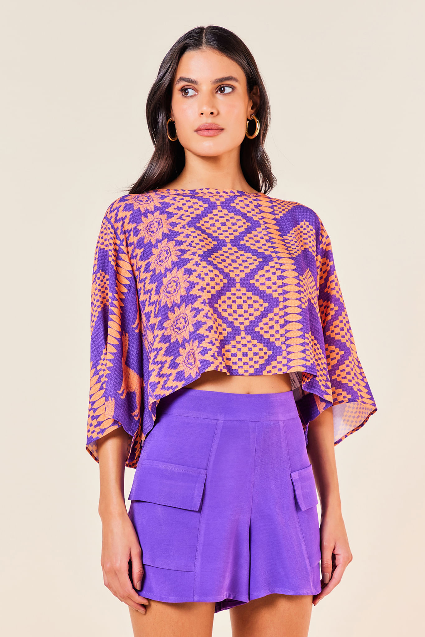 SHORT ALFAIATARIA COM TAMPINHA -ULTRA VIOLETA GG - ULTRA VIOLETA - 249568