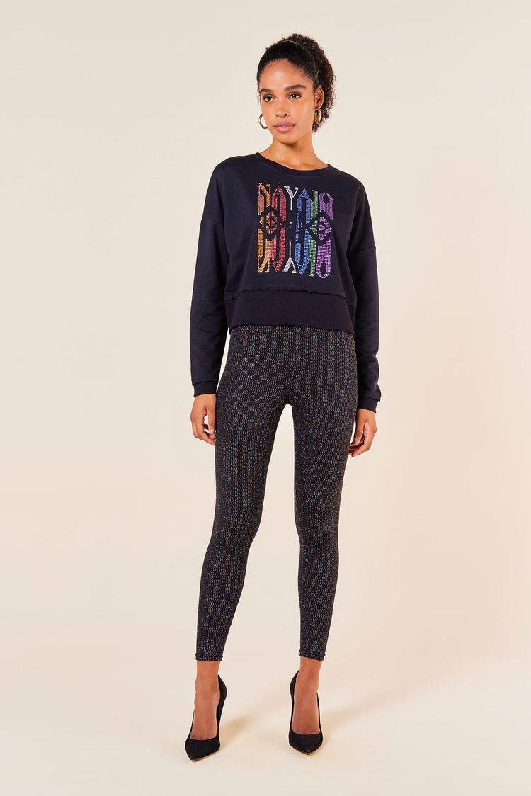 LEGGING MALHA LISA -PRETO / COLORIDO P - PRETO / COLORIDO - 249721