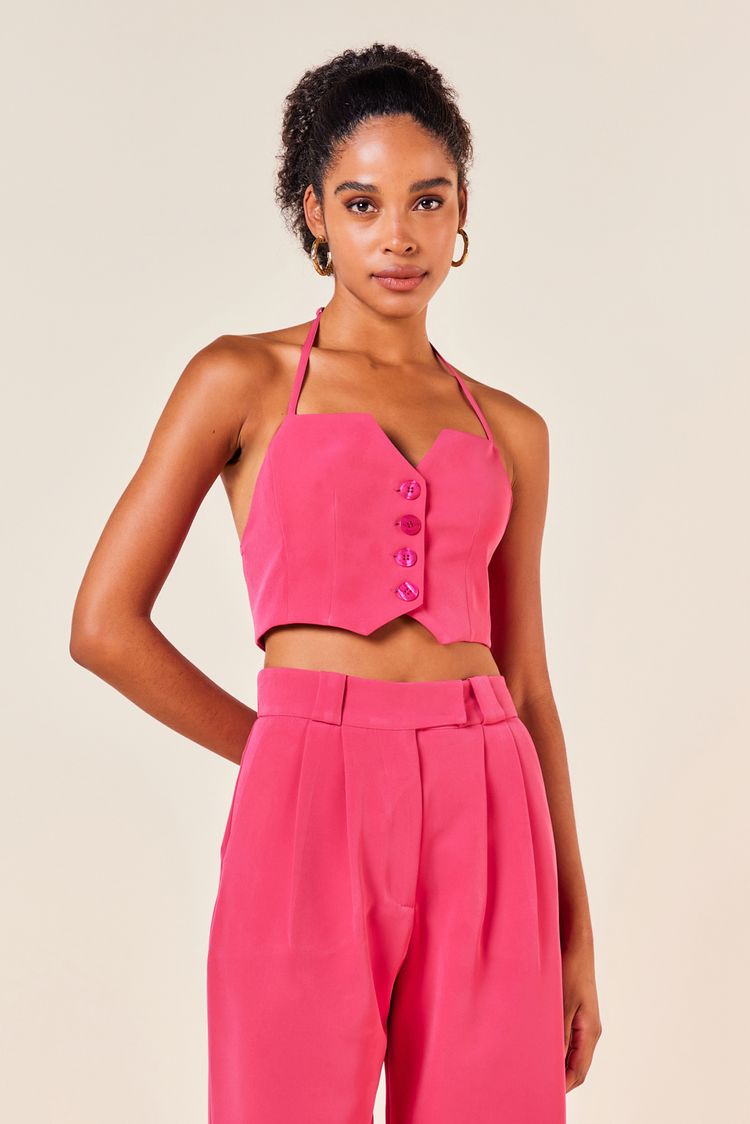 CROPPED TIPO COLETE COM 3 BOTOES -MAGENTA G - MAGENTA - 249978