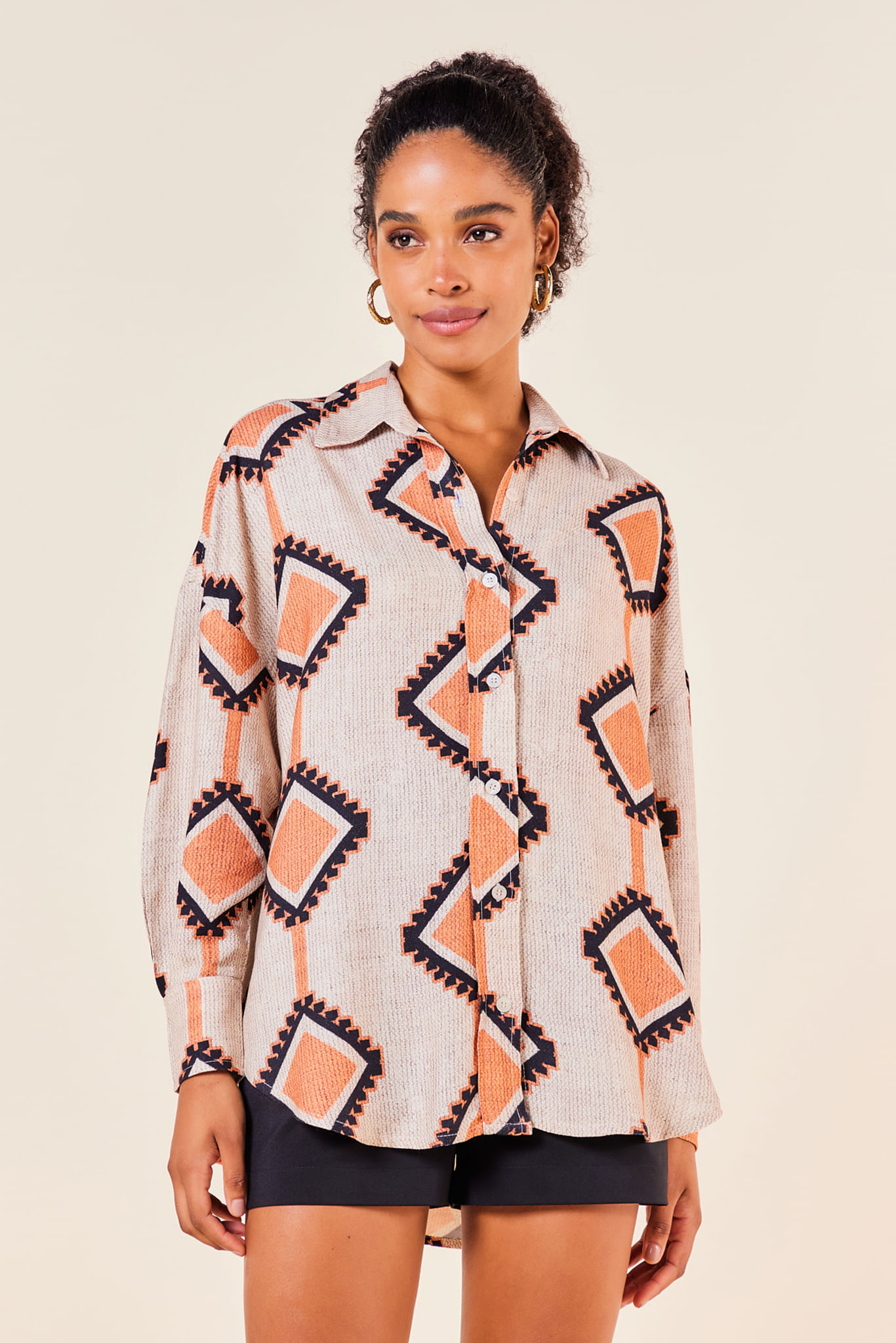 CAMISA MANGA LONGA ESTAMPA HARMONIA NATIVA G - EST HARMONIA NATIVA - 250102