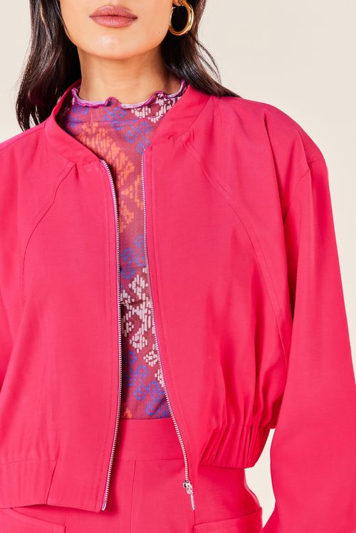 JAQUETA BOMBER ALFAIATARIA ZIPER -MAGENTA