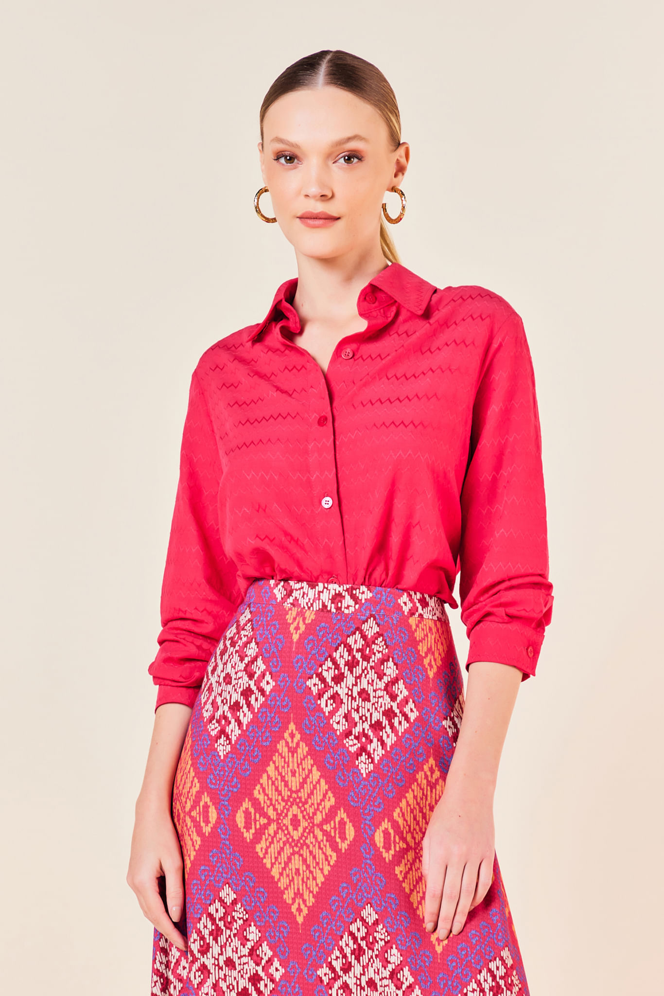 CAMISA MANGA LONGA -MAGENTA M - MAGENTA - 250364