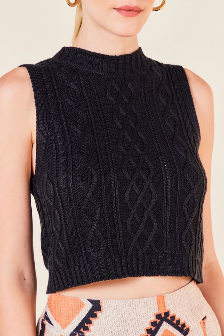 CROPPED PONTOS TRANCADOS -PRETO G - PRETO - 250515