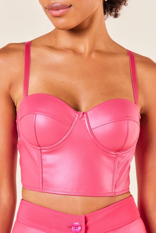 TOP CORSET COURO -MAGENTA