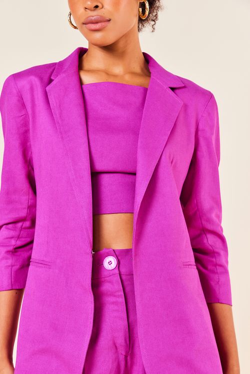 BLAZER DE LINHO ALONGADO -SCARLET