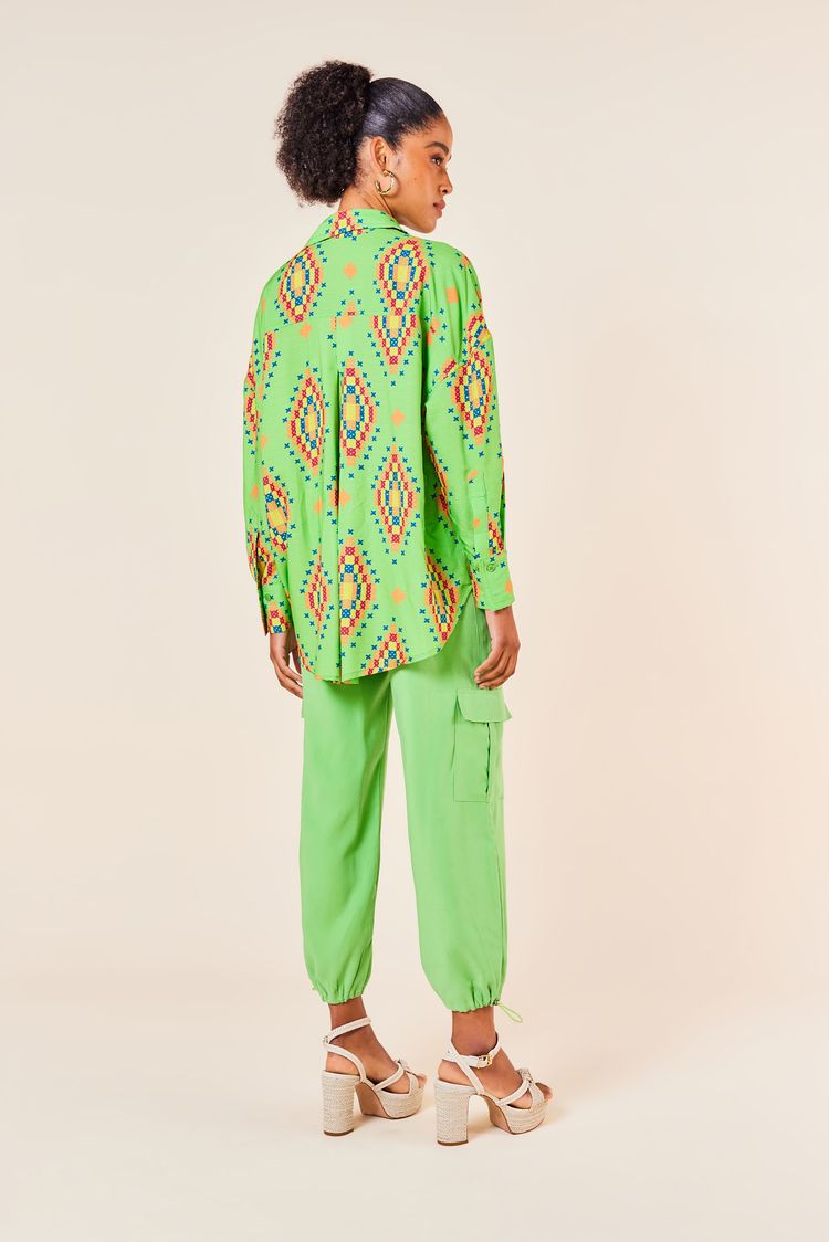 CAMISAO MANGA LONGA ESTAMPA PONTO CRUZ JADE G - EST PONTO CRUZ JADE - 251517