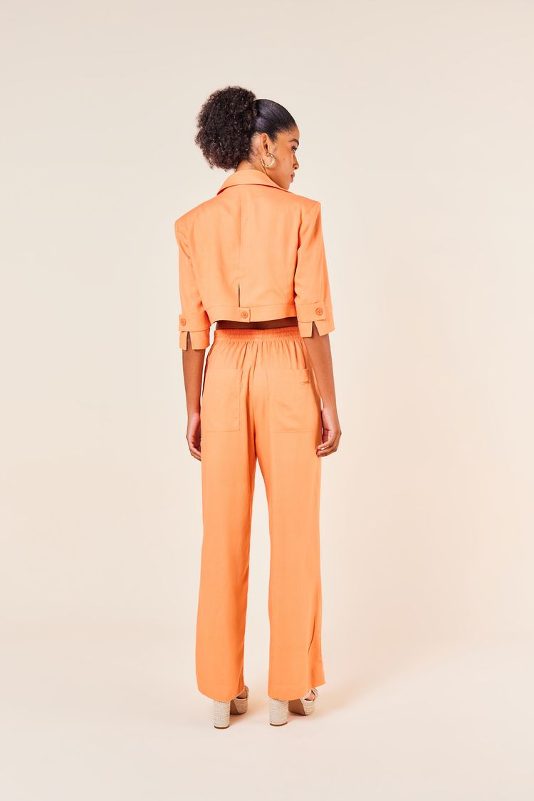 JAQUETA CROPPED LINHO MANGA 7/8 -TOPAZIO M - TOPAZIO - 251731