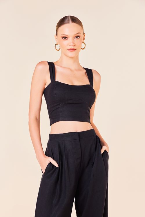 CROPPED LINHO ALCA LARGA -PRETO