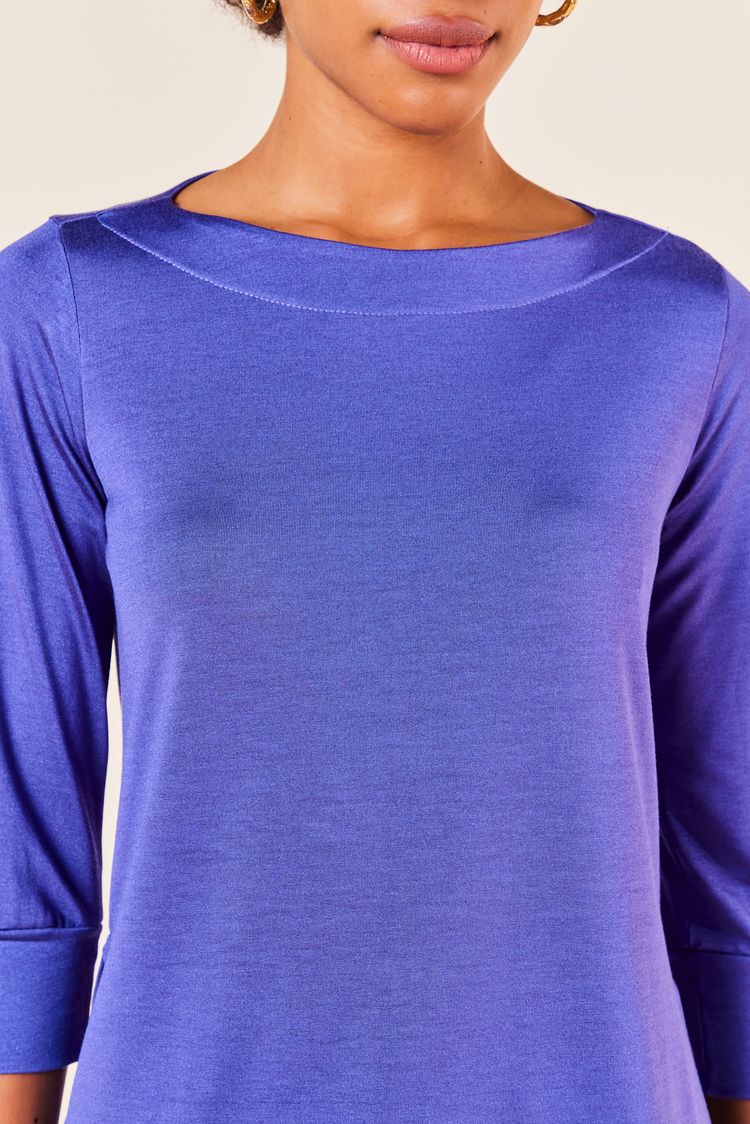 BLUSA DECOTE CANOA  AMPLA COM MANGA 3/4 -SAFIRA PP - SAFIRA - 252399