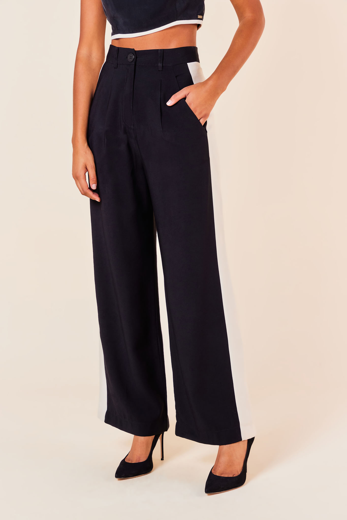 CALCA PREGAS BICOLOR -PRETO PP - PRETO - 252577