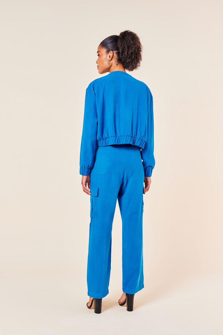 JAQUETA BOMBER ALFAIATARIA ZIPER -COBALTO P - COBALTO - 252793