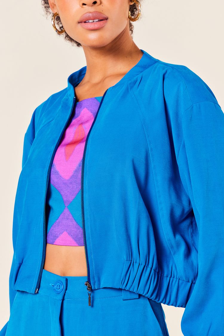 JAQUETA BOMBER ALFAIATARIA ZIPER -COBALTO P - COBALTO - 252798