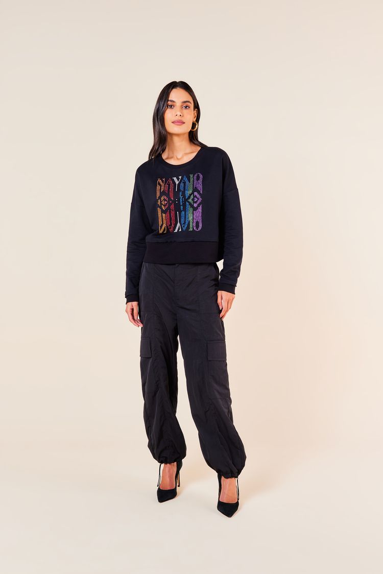BLUSA MOLETOM SILK NAVAJO -PRETO M - PRETO - 253271