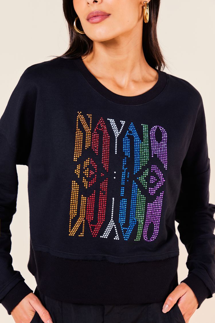 BLUSA MOLETOM SILK NAVAJO -PRETO M - PRETO - 253279