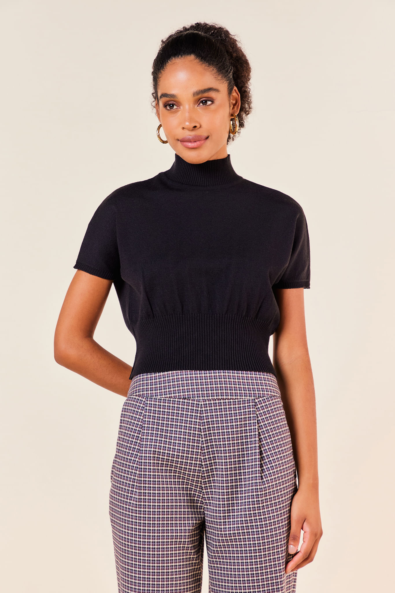 BLUSA TRICOT BASICA -PRETO G - PRETO - 253689