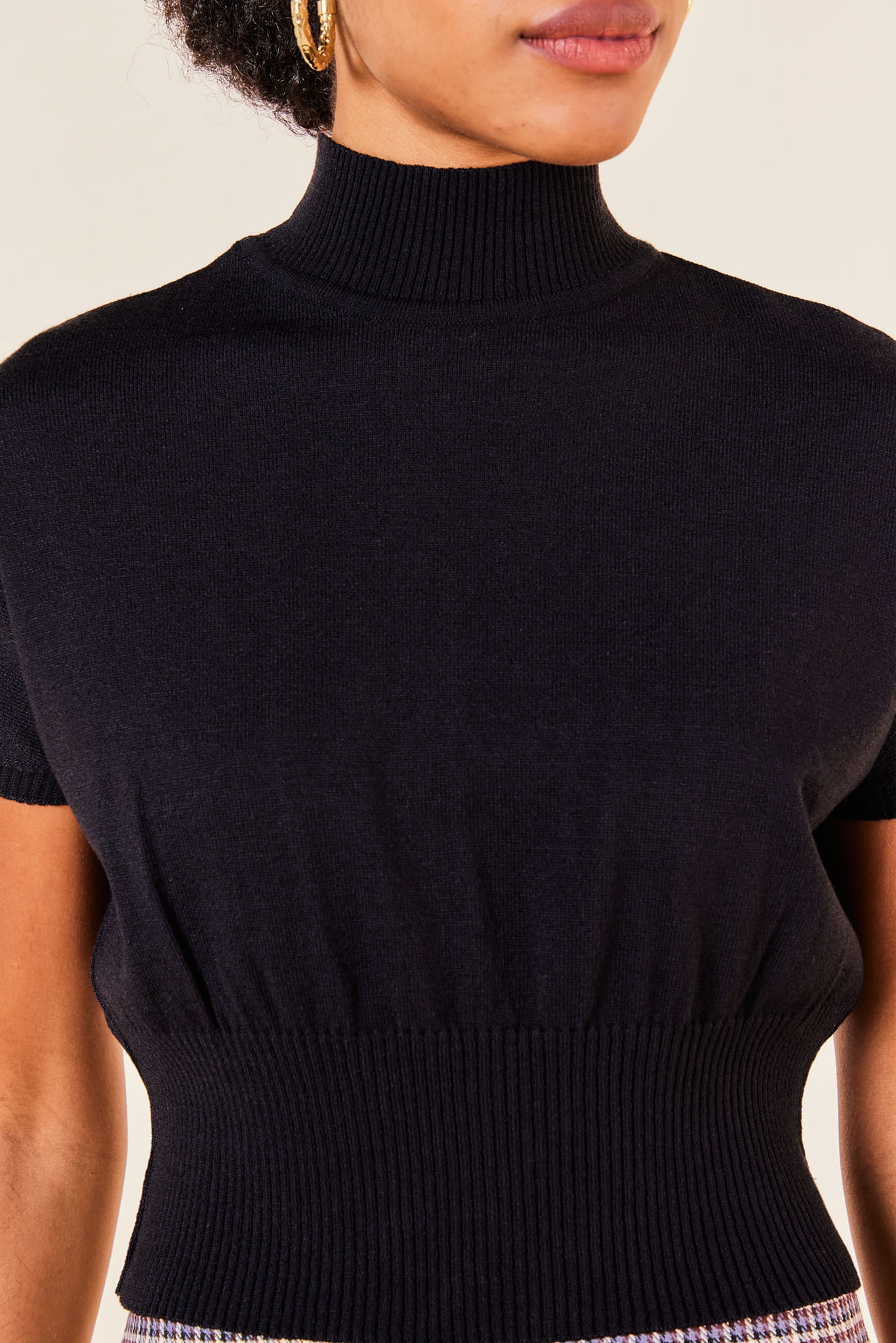 BLUSA TRICOT BASICA -PRETO G - PRETO - 253697
