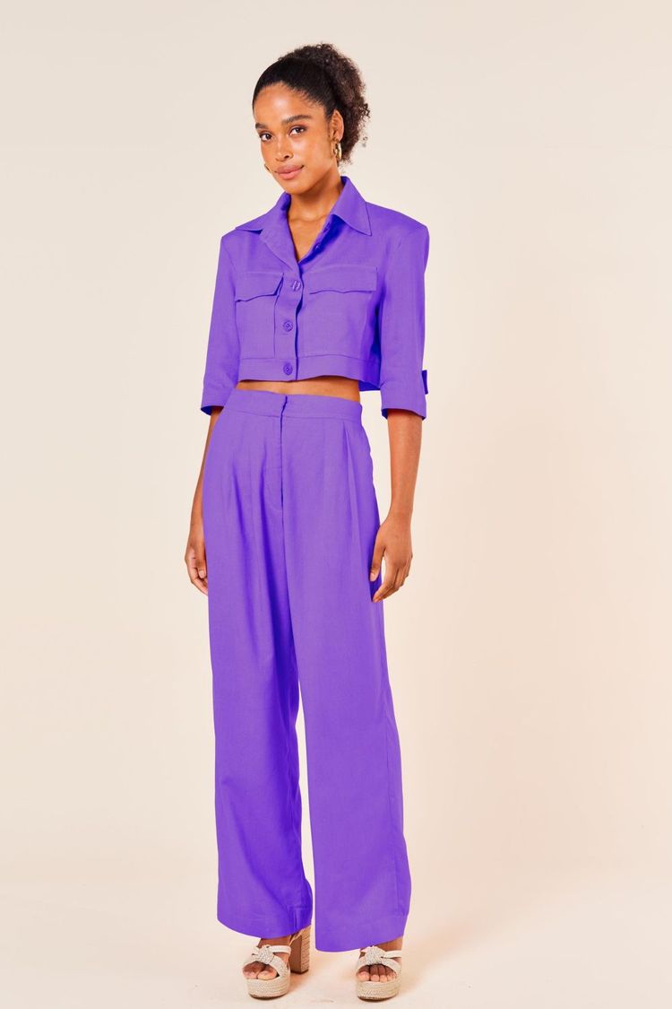CALCA LINHO RETA PREGAS -ULTRA VIOLETA M - ULTRA VIOLETA - 253813
