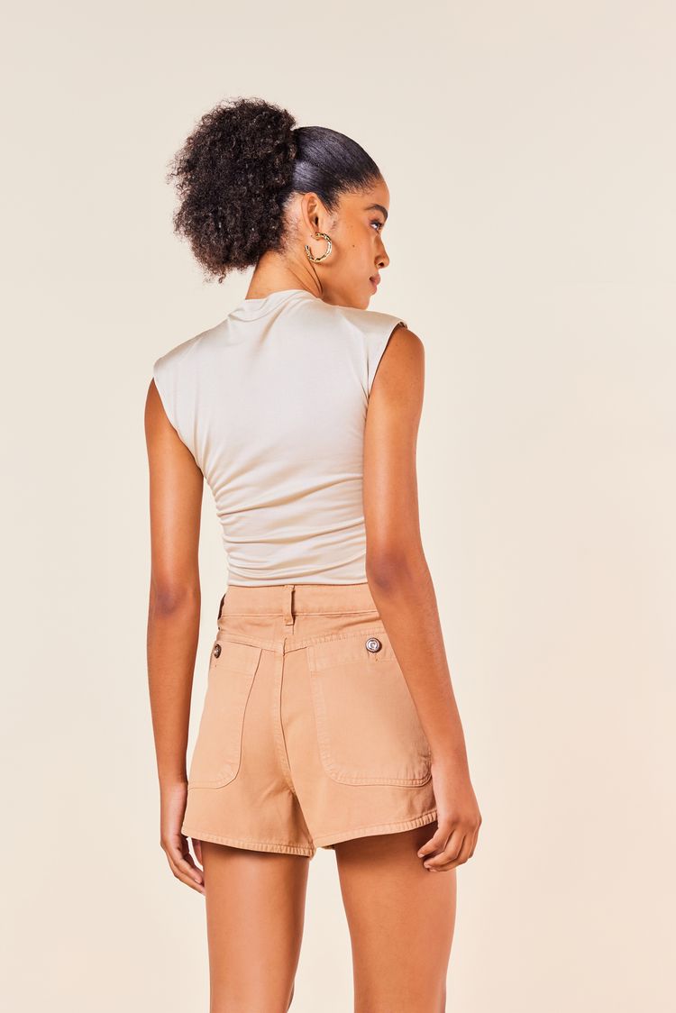 BLUSA GOLA ALTA SEM MANGA -PEROLA P - PEROLA - 254046