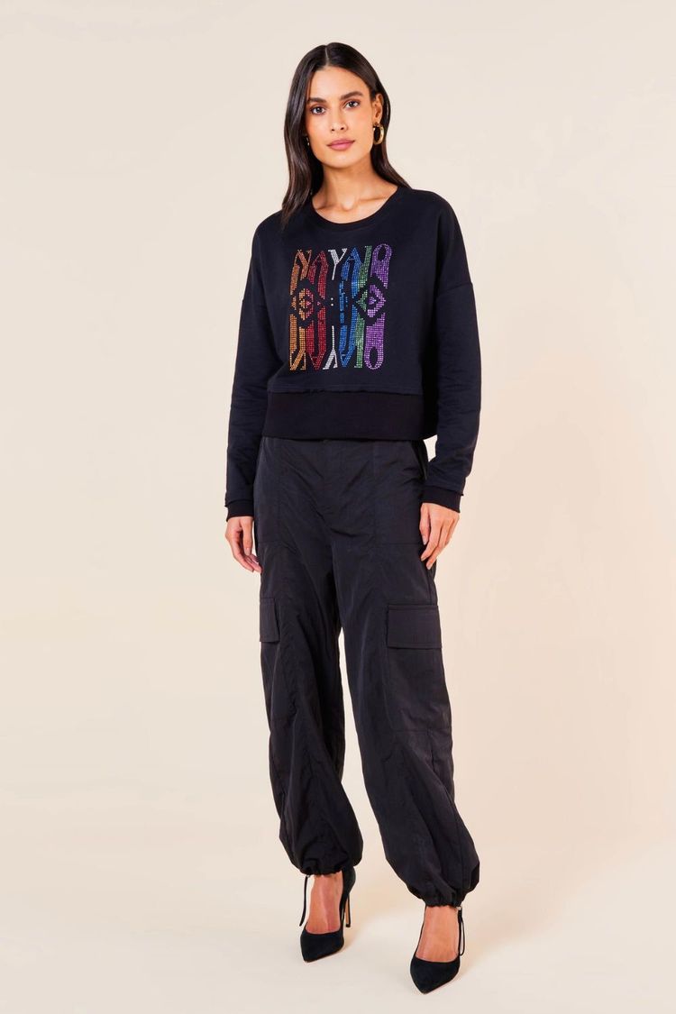 CALCA LARGA TECHNO -PRETO PP - PRETO - 254547