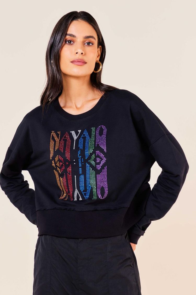 BLUSA MOLETOM SILK NAVAJO -PRETO M - PRETO - 254925