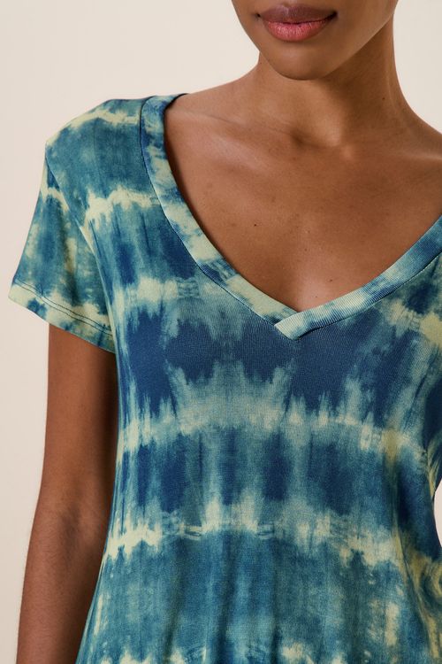 BLUSA GOLA V BASICA ESTAMPA TIE DYE