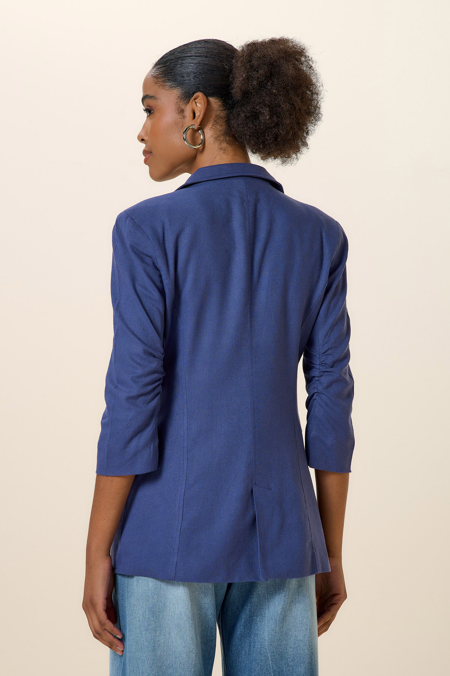 BLAZER ALONGADO LINHO 3/4-ONIX P - ONIX - 255292