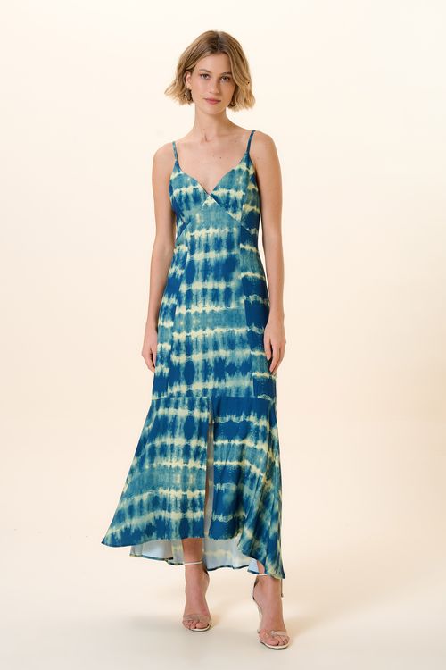 VESTIDO LONGO FENDA ESTAMPA TIE DYE