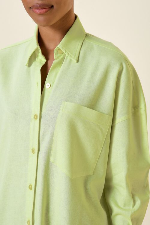 CAMISAO AMPLO LINHO MANGA CUMPRIDA ALOE VERA