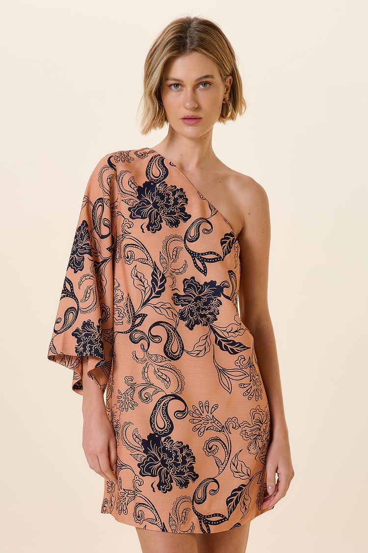 VESTIDO CURTO ESTAMPA FLORAL LATINO CAMEL M - EST FLORAL LATINO CAMEL - 255762