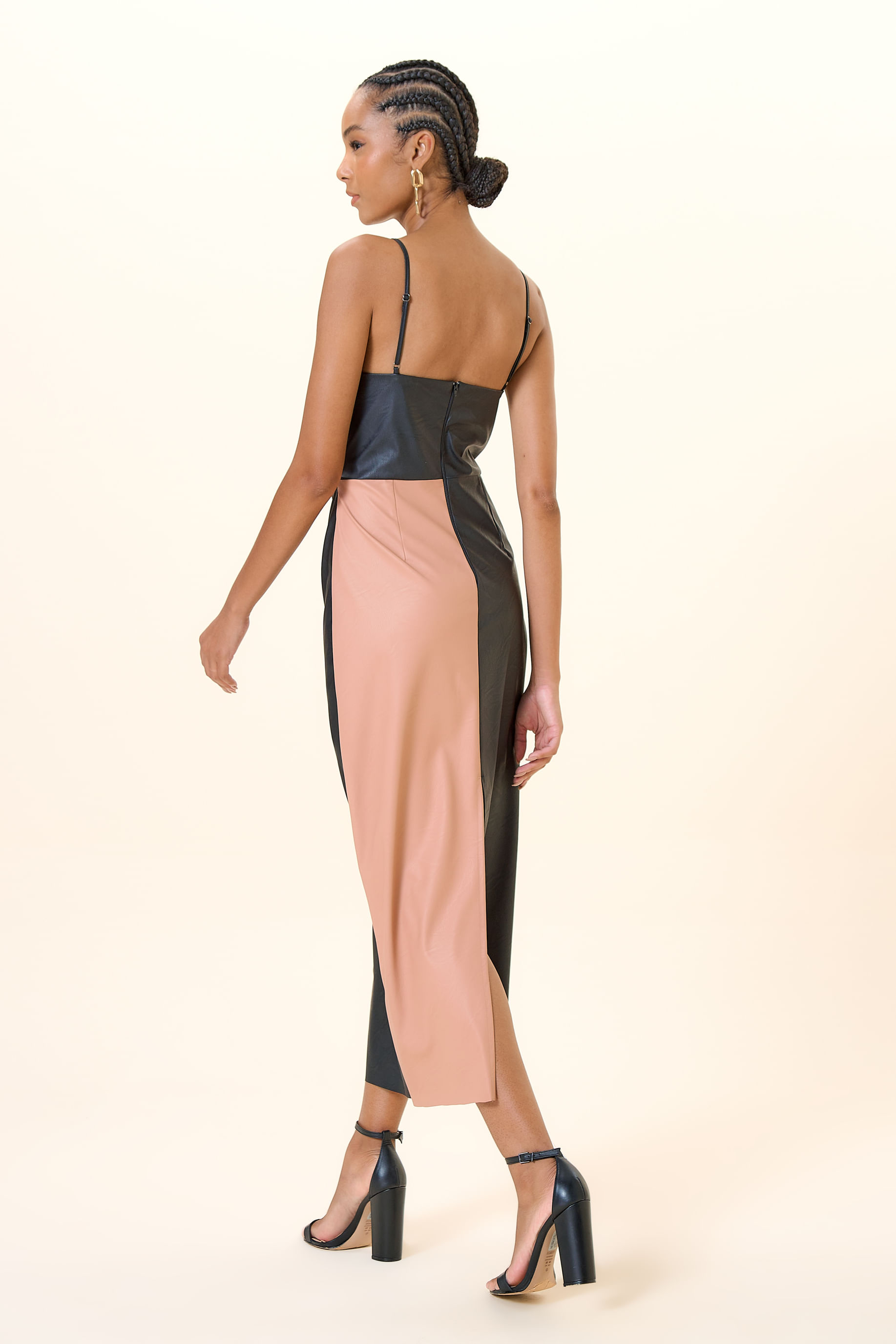 VESTIDO COURO BICOLOR UNICA P - UNICA - 257025
