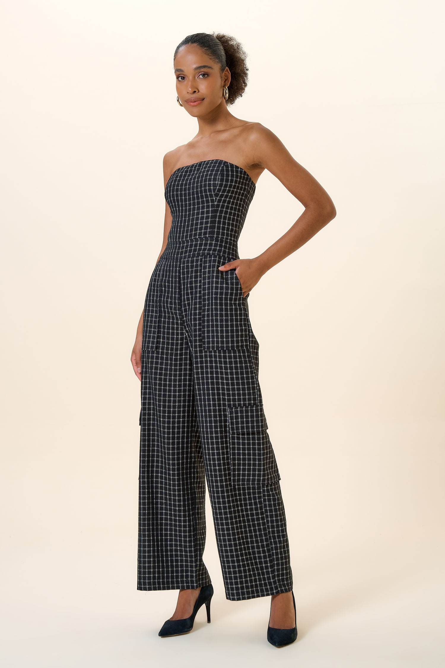 MACACAO TOMARA QUE CAIA  XADREZ COM LUREX PRETO P - PRETO - 257200