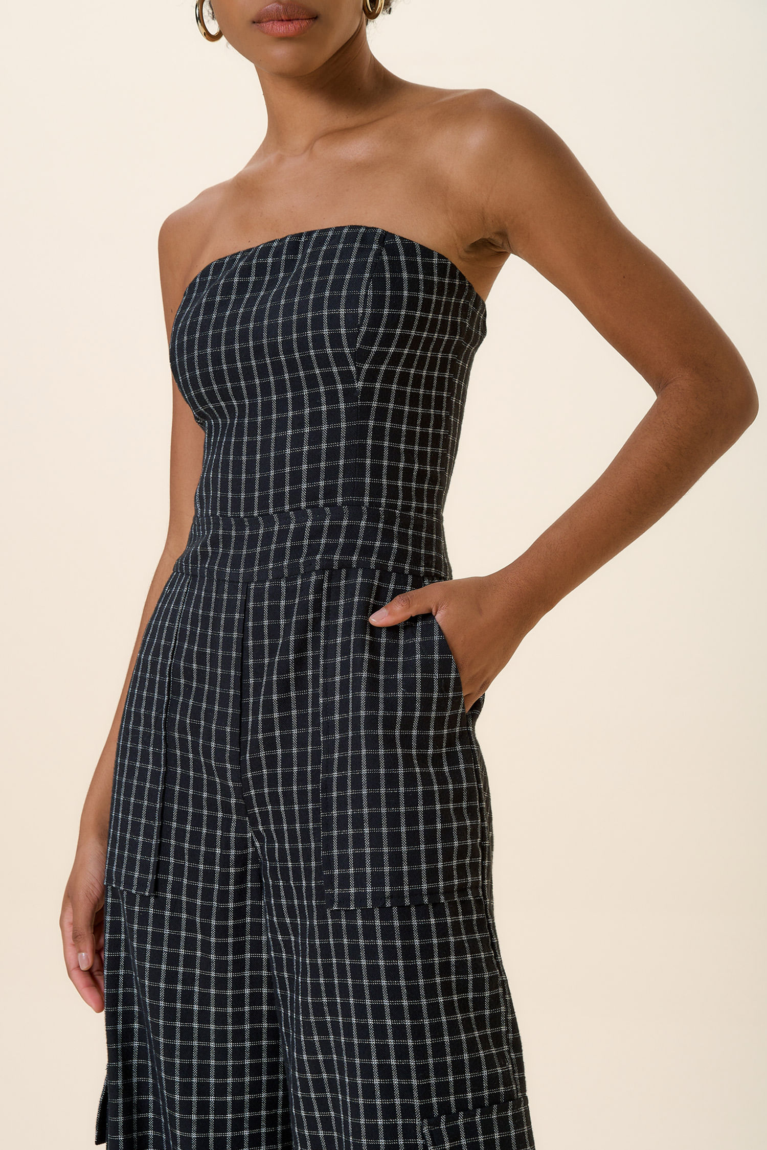 MACACAO TOMARA QUE CAIA  XADREZ COM LUREX PRETO P - PRETO - 257210