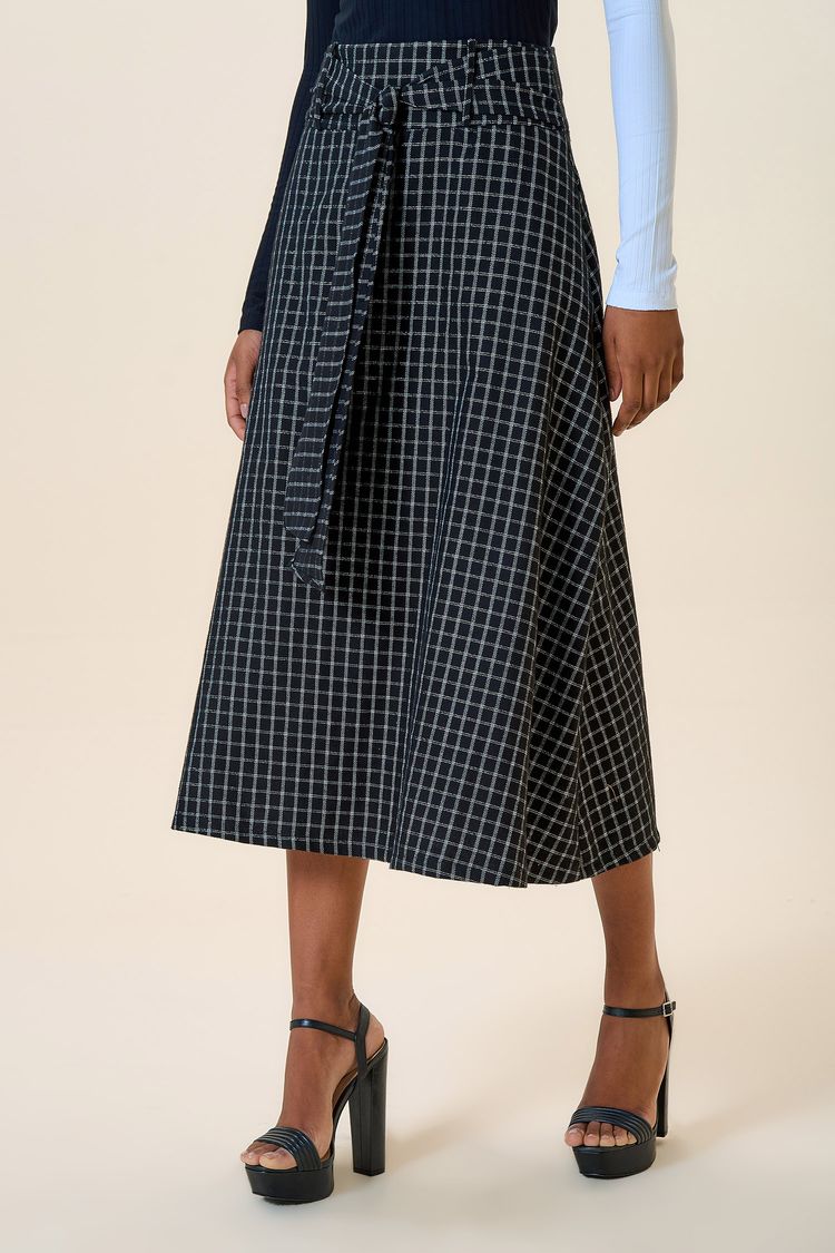 SAIA MIDI XADREZ PRETO PP - PRETO - 257470