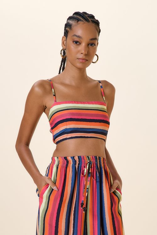 TOP CROPPED DECOTE RETO ESTAMPA DE COLORES