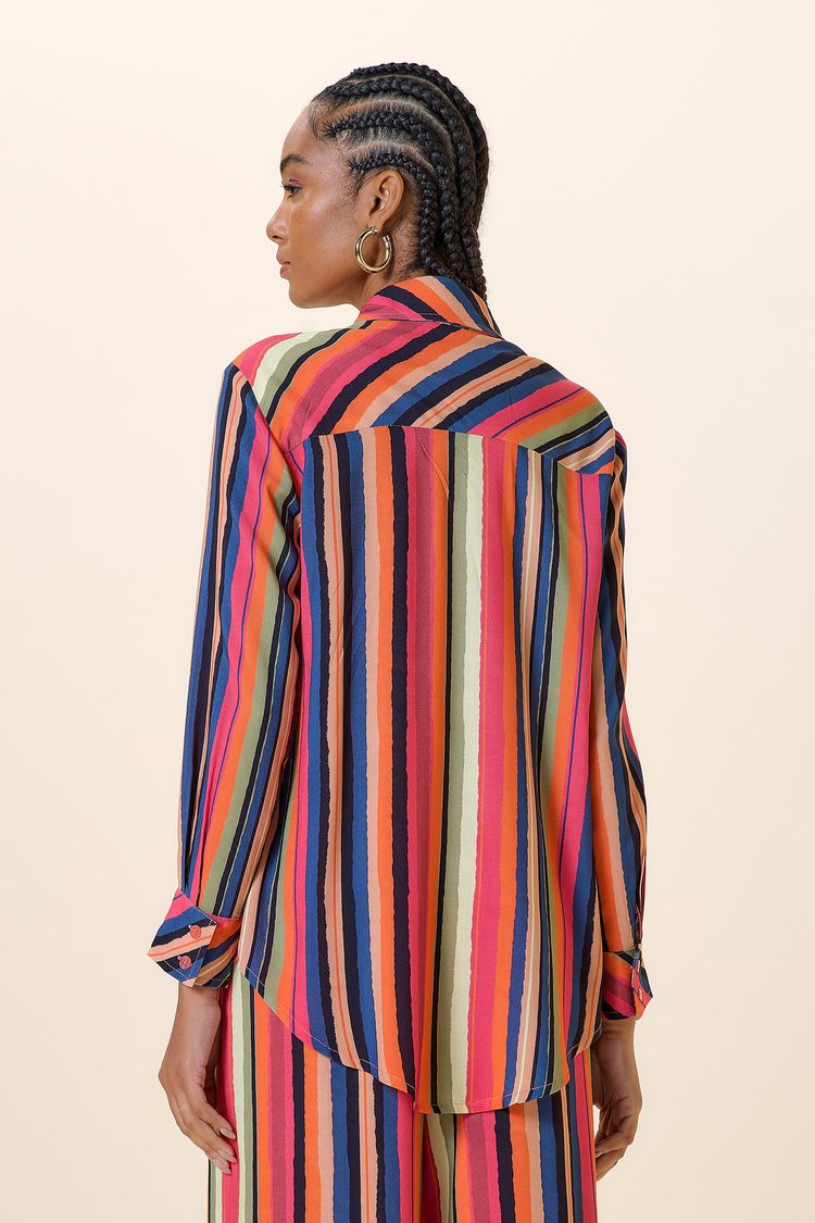 CAMISA MANGA LONGA COM BOLSOS ESTAMPA  DE COLORES M - EST DE COLORES - 257707
