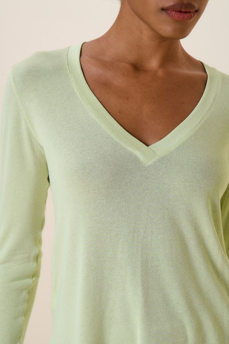 BLUSA GOLA V MANGA COMPRIDA ALOE VERA P - ALOE VERA - 257737
