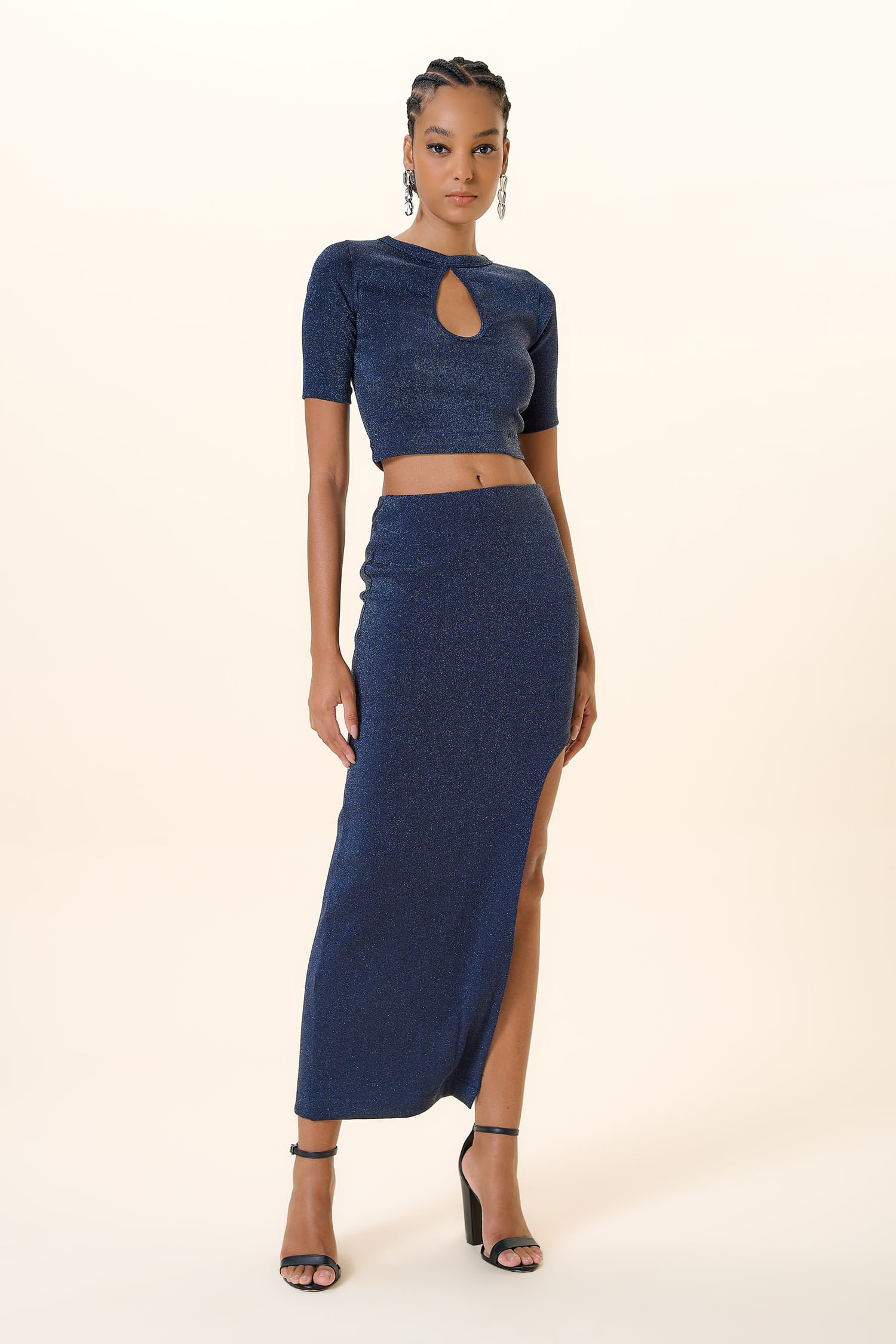 SAIA FENDA MIDI COM FENDA ONIX / PRETO P - ONIX / PRETO - 258350