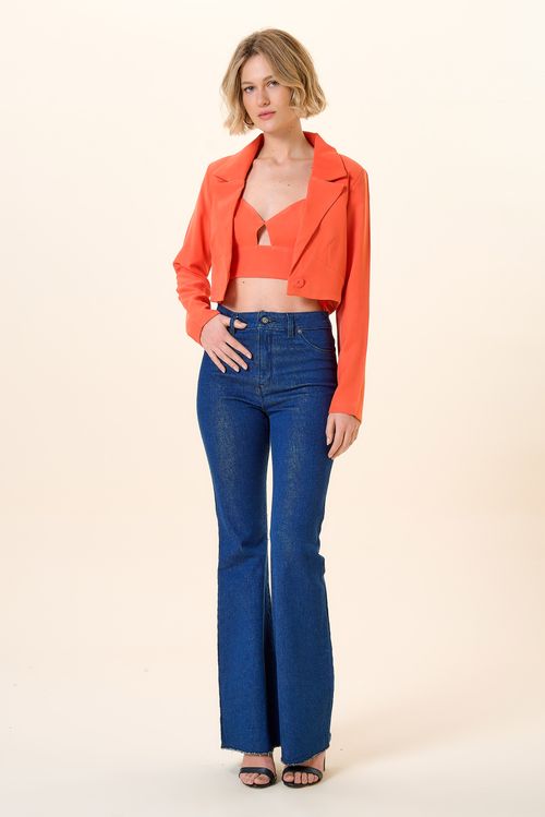 CALCA FLARE CINTURA ALTA JEANS ESCURO