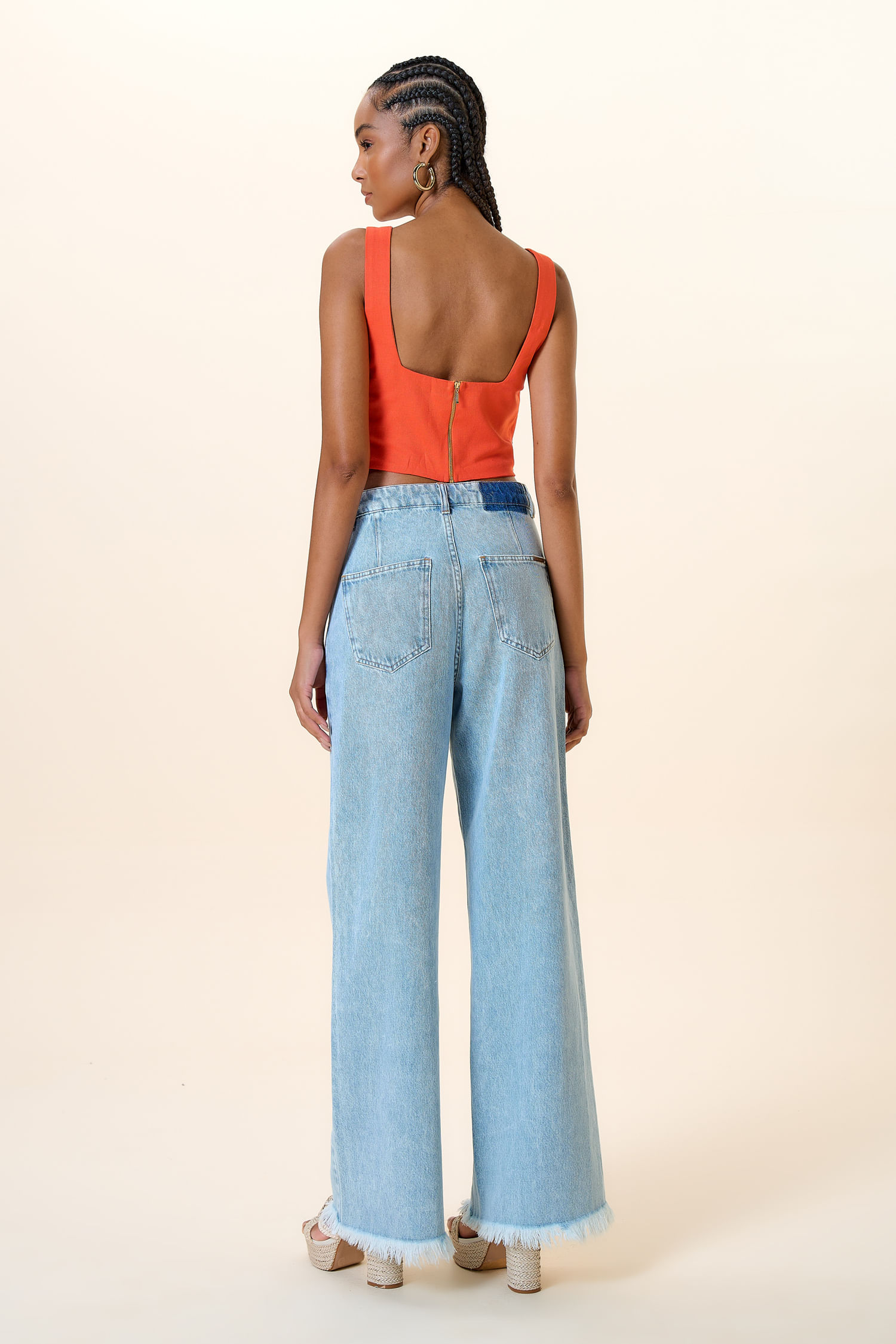 CALCA RETA JEANS BOTOES JEANS CLARO 42 - JEANS CLARO - 259798