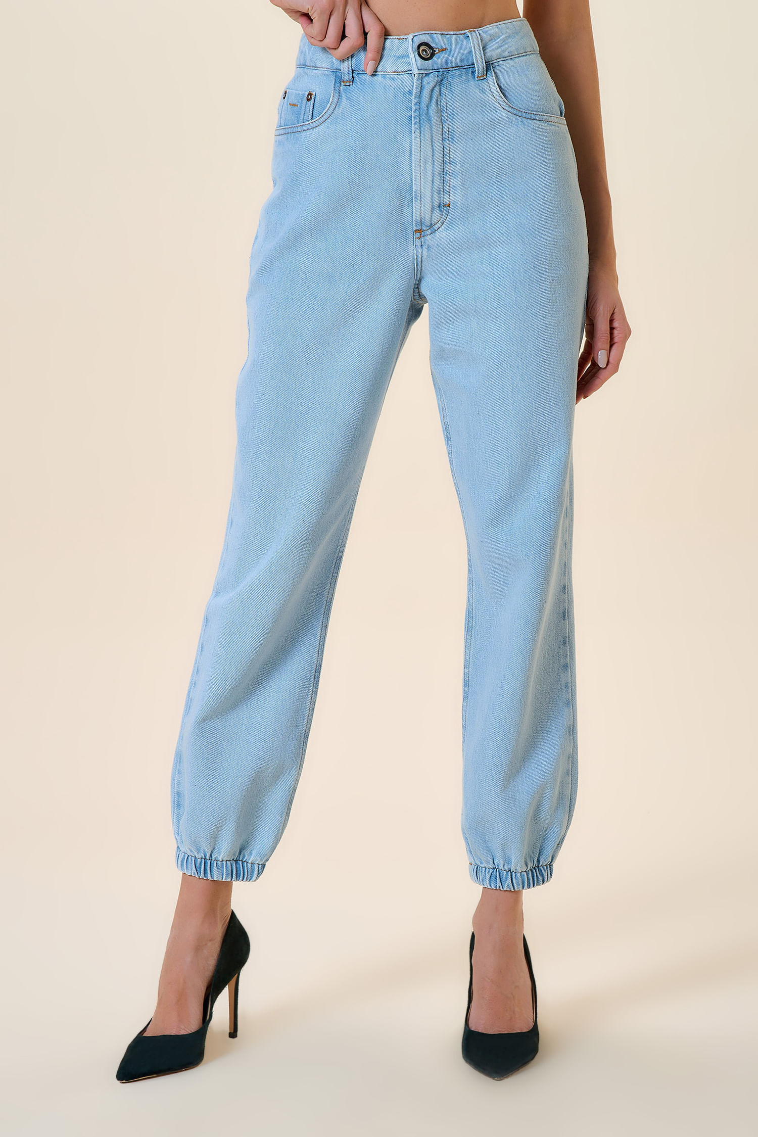 CALCA JEANS ELASTICO PERNA-JEANS CLARO 36 - JEANS CLARO - 259985