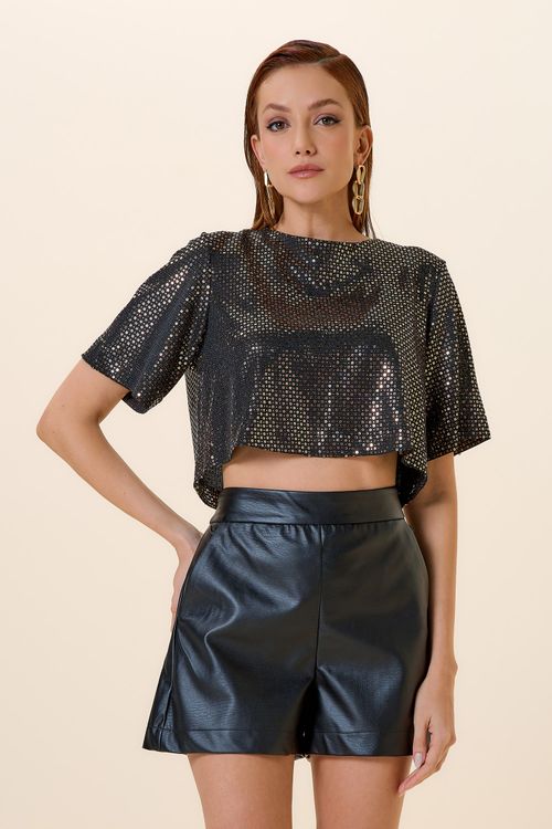 BLUSA FENDA COSTAS PRETO / COBRE