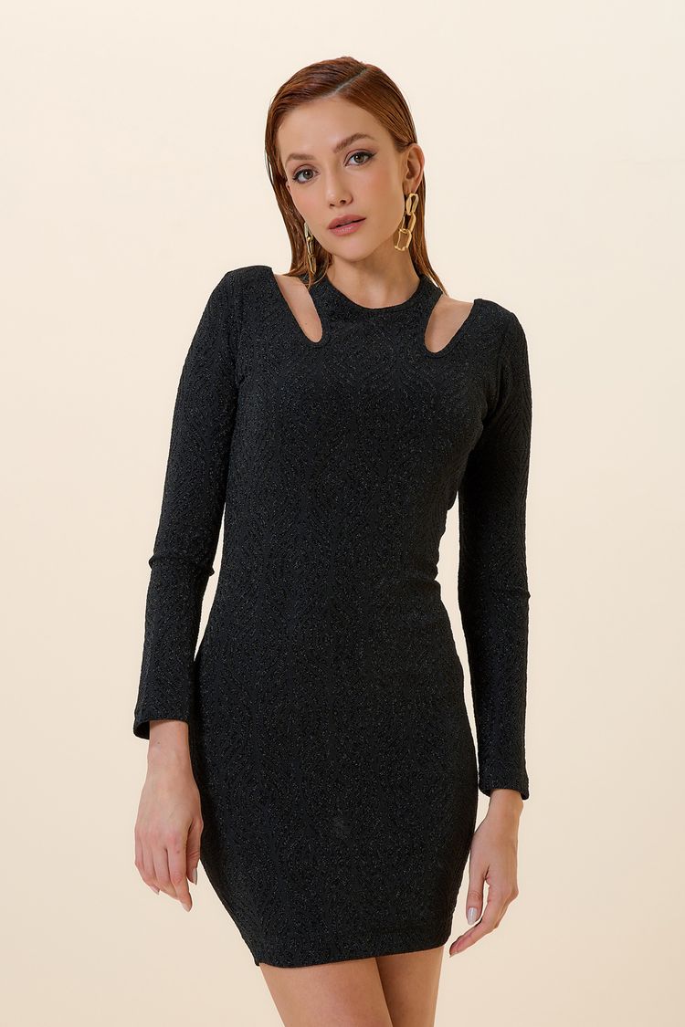 VESTIDO CURTO NIGHT ABERTURAS OMBRO PRETO / PRETO P - PRETO / PRETO - 261213