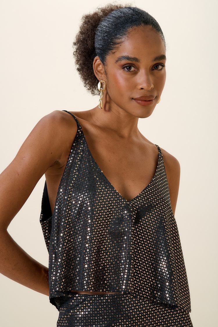 CROPPED DECOTE V PRETO / COBRE P - PRETO / COBRE - 261423