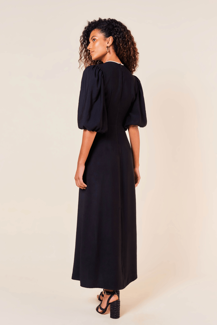 VESTIDO LONGO VISCOSE DECOTE V -PRETO / PEROLA PP - PRETO / PEROLA - 261873