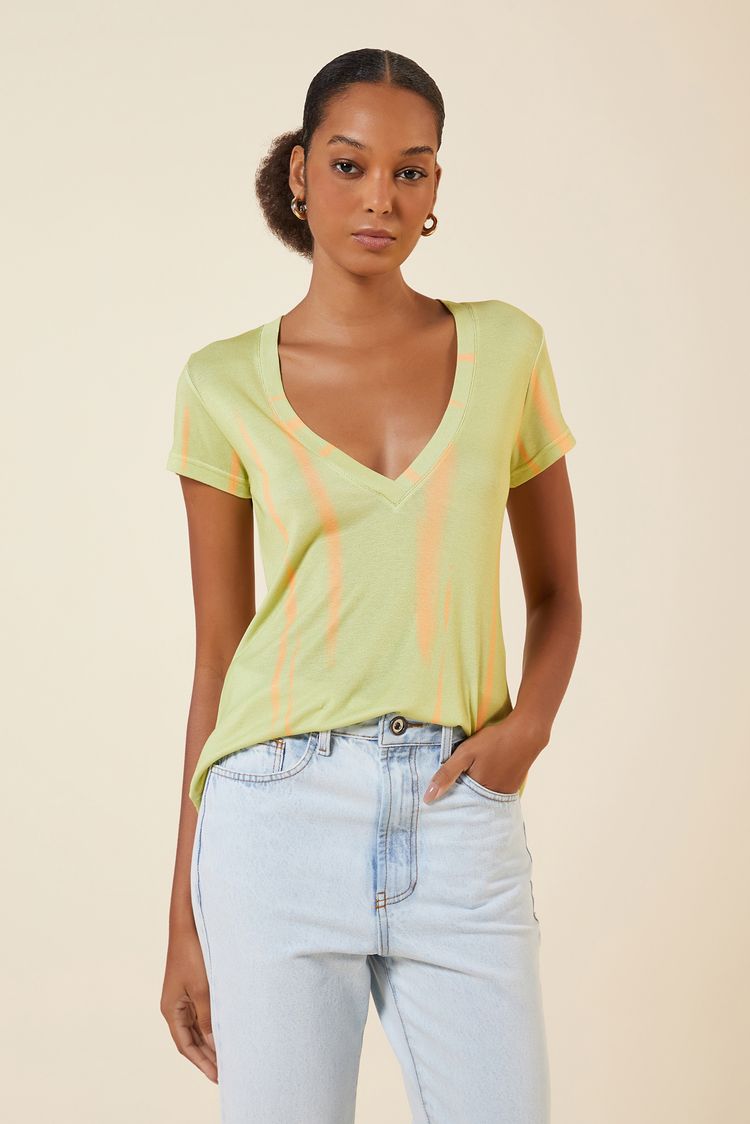 BLUSA DECOTE V TULE ESTAMPA ORLA LIMA M - EST ORLA LIMA - 261952
