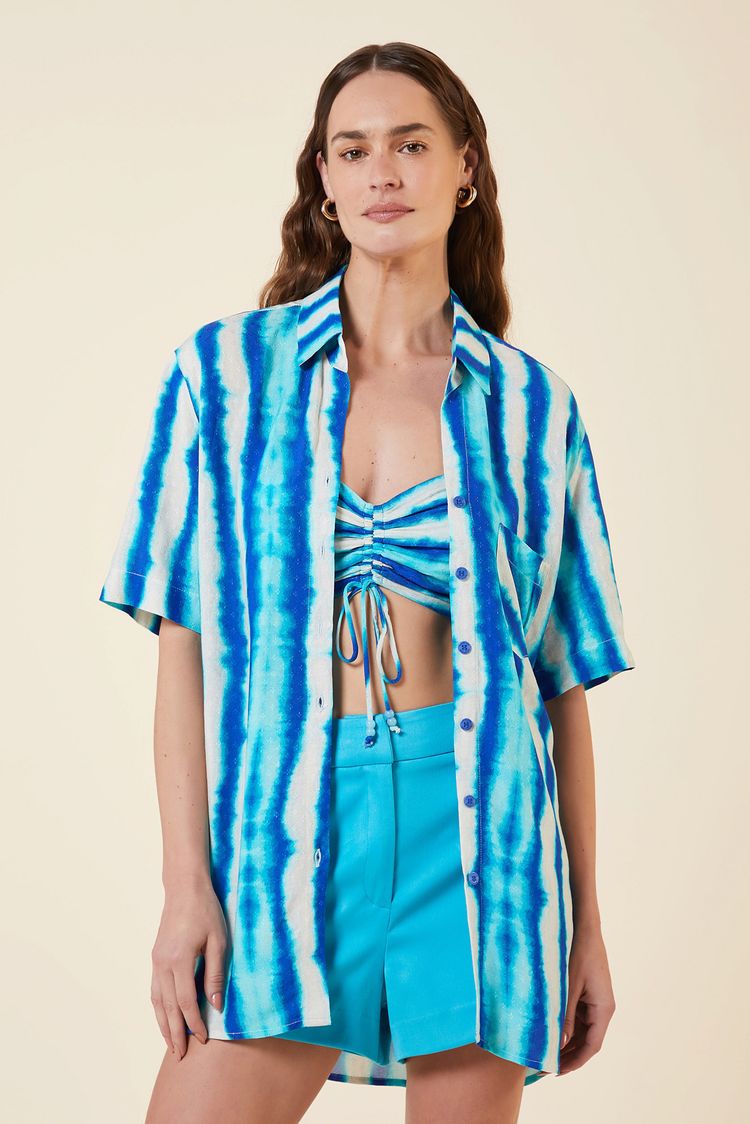 CAMISA ALONGADA ESTAMPA LISTR TIE DYE P - EST LISTR TIE DYE - 261987