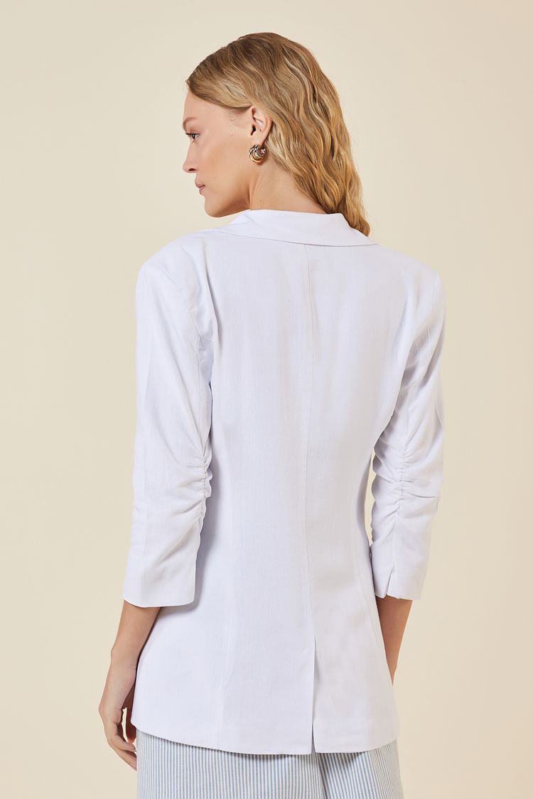 BLAZER ALONGADO LINHO BRANCO PP - BRANCO - 262122