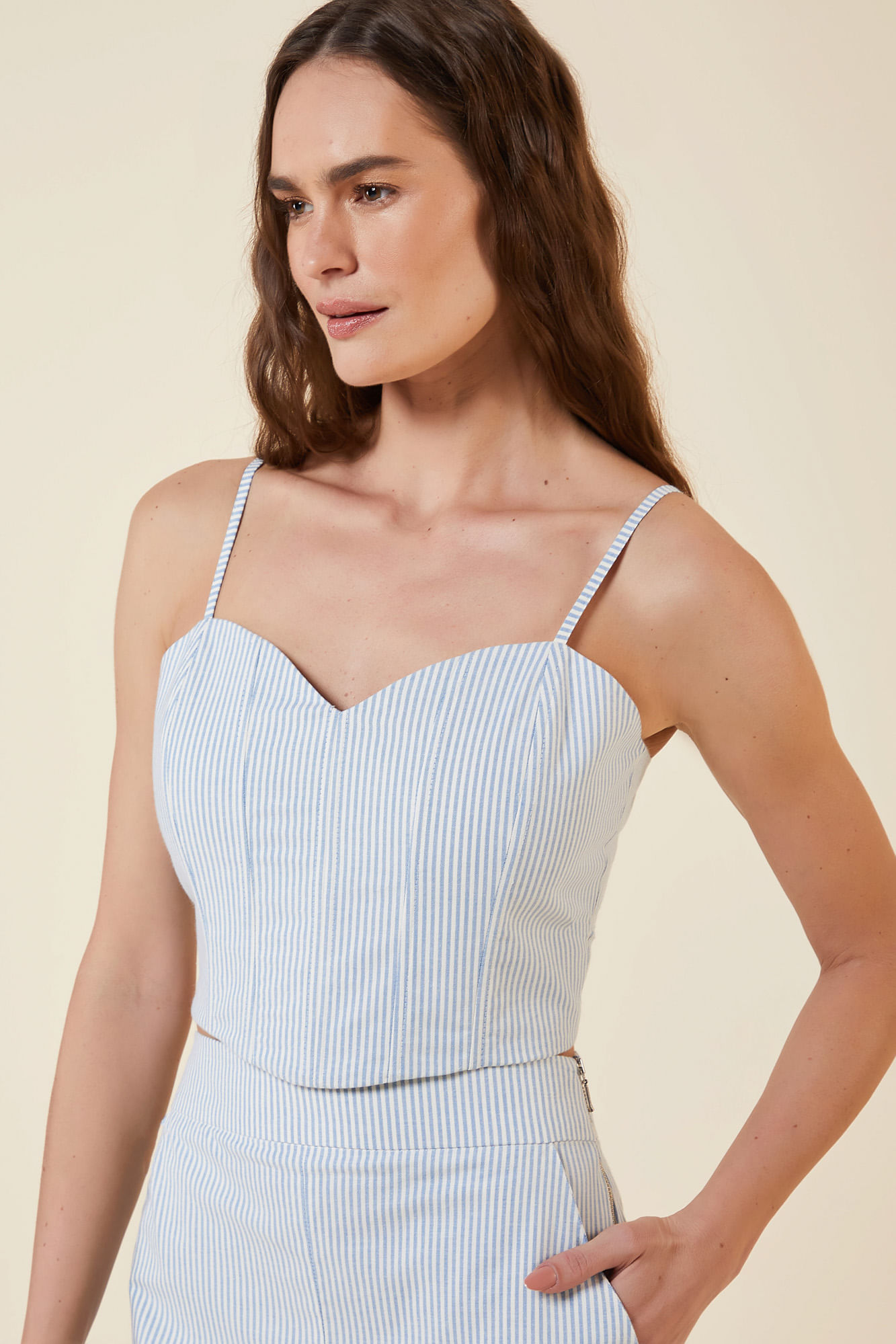 TOP CORPETE ALFAIATARIA LISTRAS AZULEJO / CREME M - AZULEJO / CREME - 262494