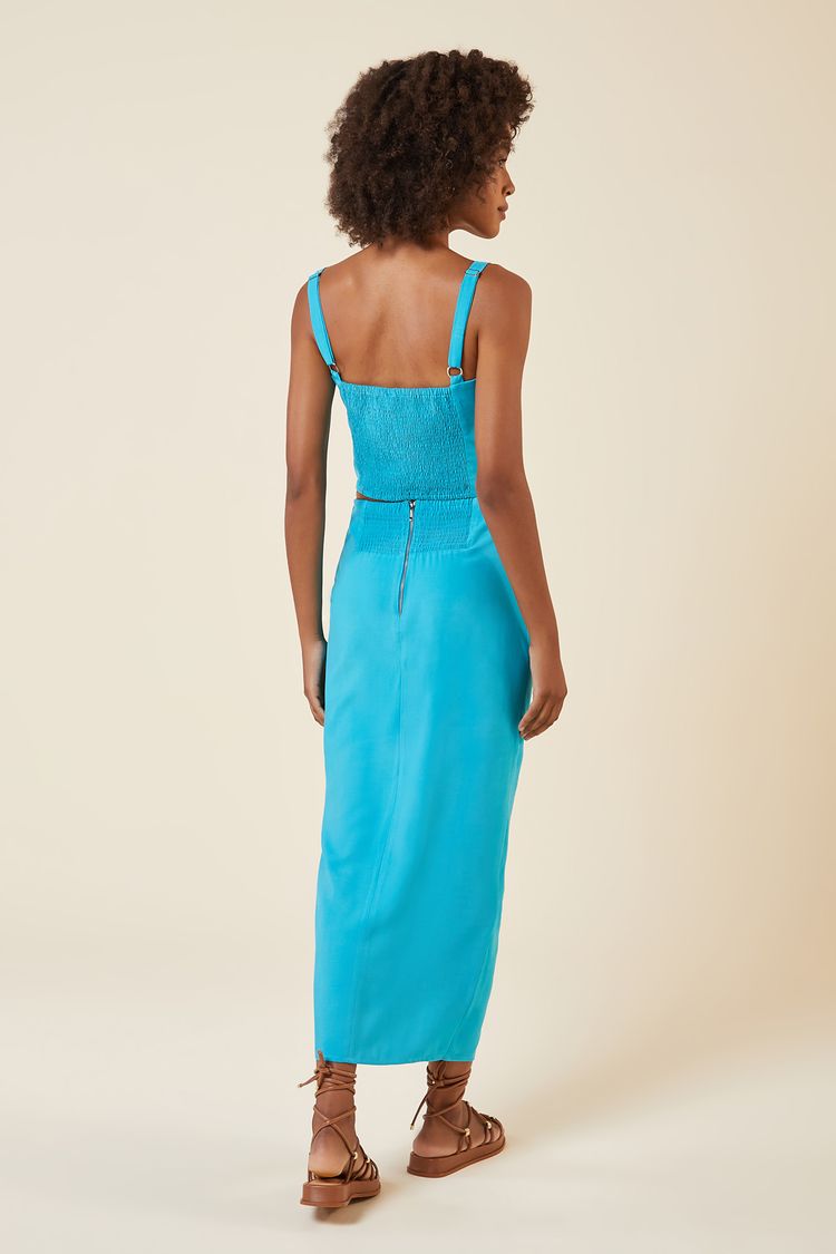 SAIA MIDI FRANZIDA FENDA TURQUESA GG - TURQUESA - 262654