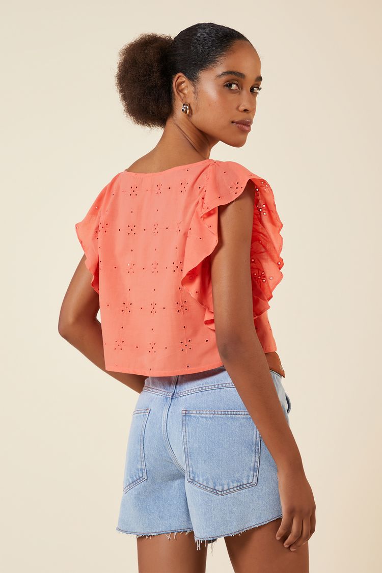 BLUSA BABADO LAISE CORAL M - CORAL - 262929